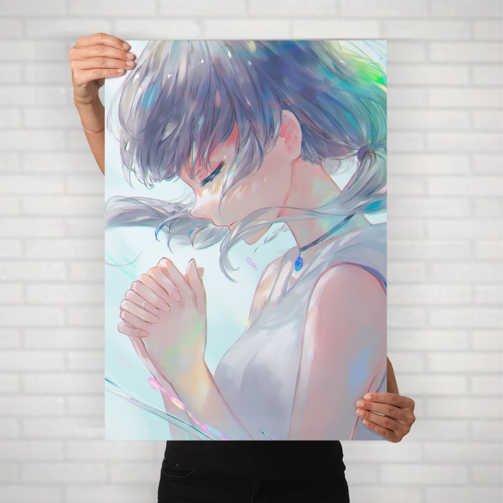 Плакат на стену для интерьера Макото Синкай (Дитя погоды - Хина Амано 9) - Постер по аниме формата А1 #1