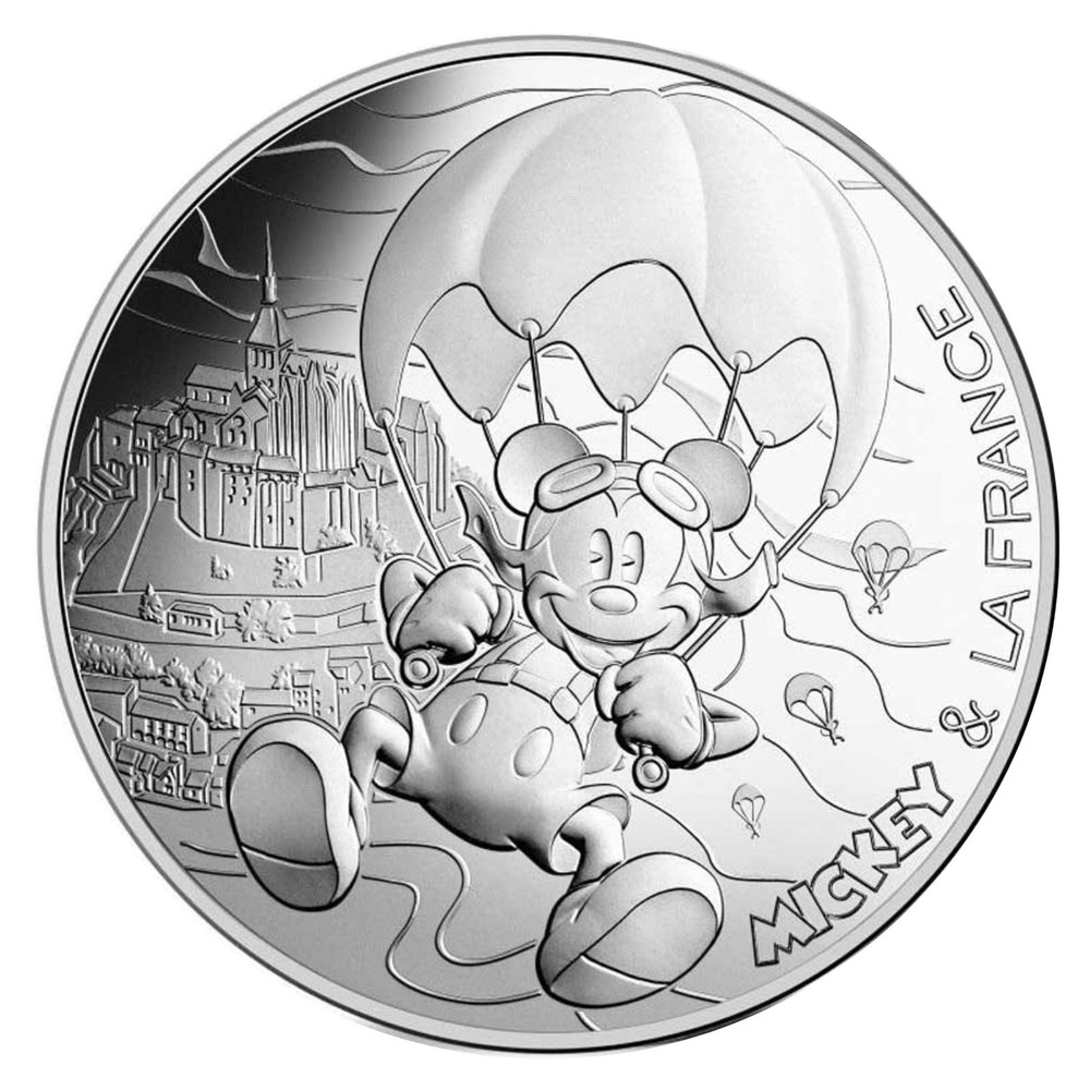 Серебряная монета в буклете 10 евро Микки и Франция - Аббатство Мон-Сен-Мишель. Франция 2018 UNC  #1