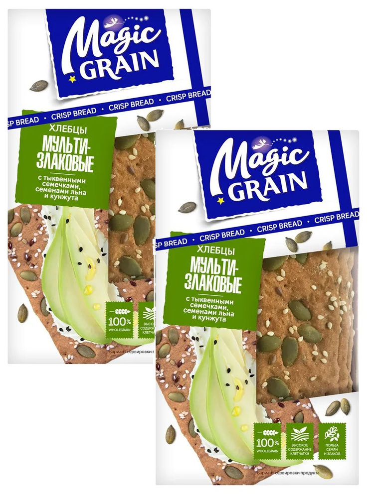 Хлебцы Magic Grain Мультизлаковые с семечками тыквы, льна и кунжута, 160 г х 2 шт  #1