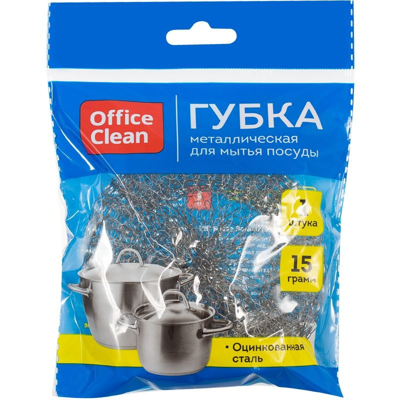 Губка для посуды OfficeClean металлическая, 9х3 см, 1 штука (248558/Н)  #1