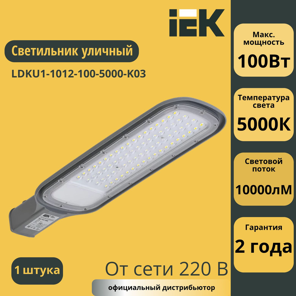 Светильник светодиодный ДКУ 1012-100Ш 5000К IP65 сер. IEK LDKU1-1012-100-5000-K03  #1