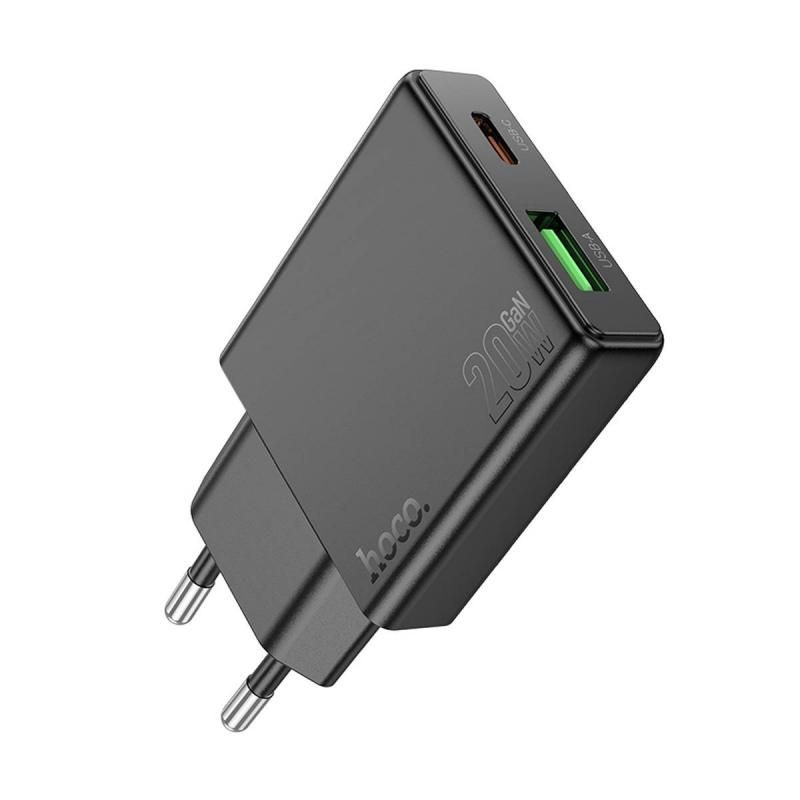 Сетевое зарядное устройство USB Hoco N38 (20W/QC 3.0/порт USB-C PD) <черный>  #1