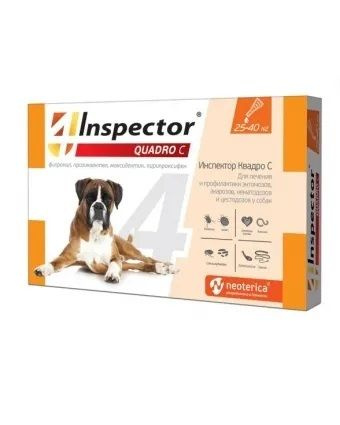 Инспектор I307 Квадро капли для собак от 25 до 40 кг для борьбы с наружными и внутренними паразитами #1