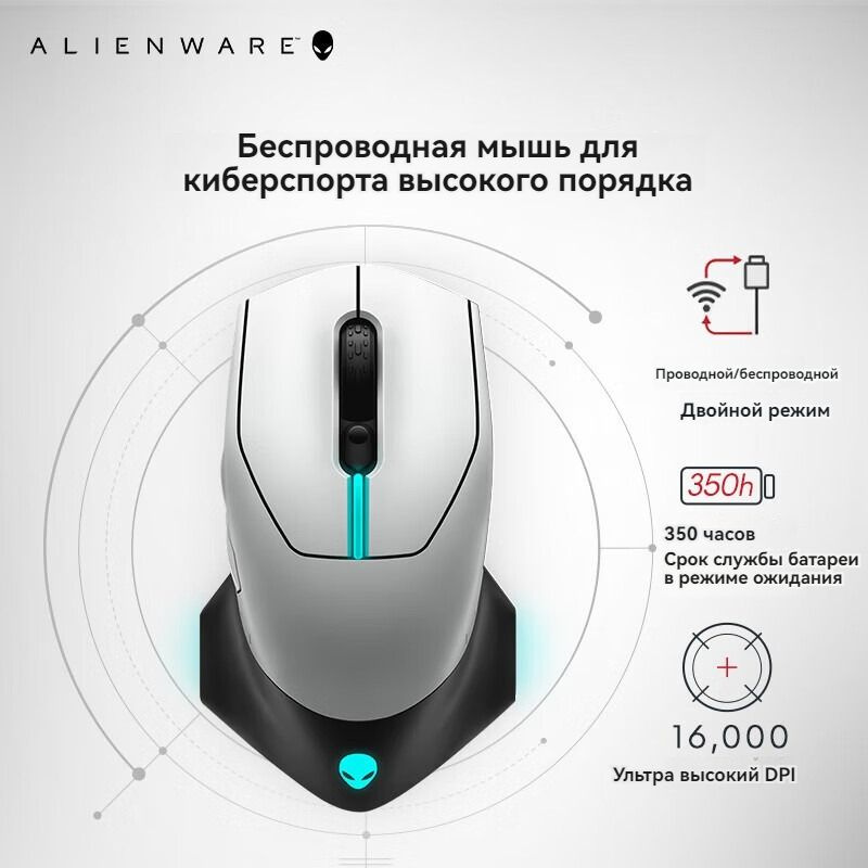 Alienware Игровая мышь беспроводная ALIENWARE- AW610M white, белый #1