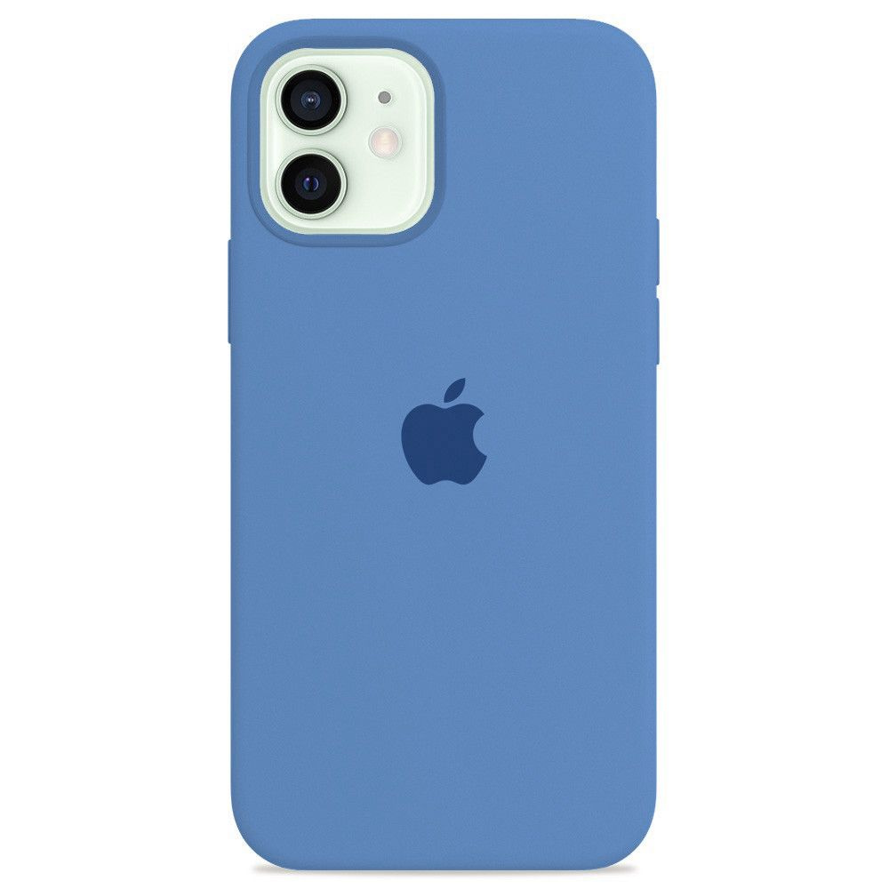 Силиконовый чехол для смартфона Silicone Case на iPhone 12 / Айфон 12 с логотипом, васильковый  #1