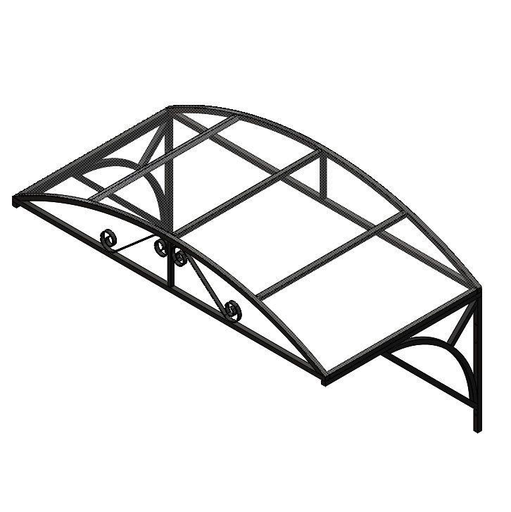 Козырек над крыльцом усиленный. Арочный 2 метра. Ажурный G-1 с Монолитным ПК Прозрачный  #1