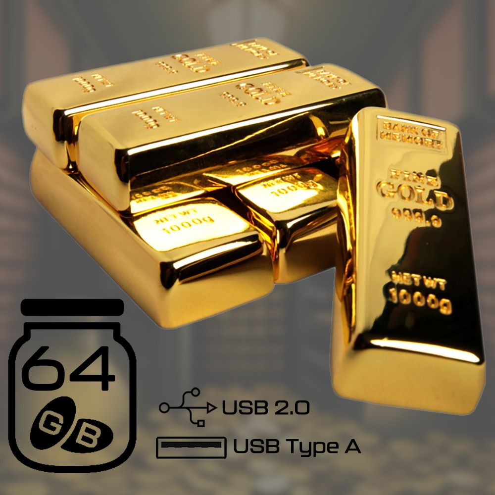 centersuvenir USB-флеш-накопитель Флешка Золотой слиток USB 2.0 (Gold_bar) 64 ГБ, золотой  #1