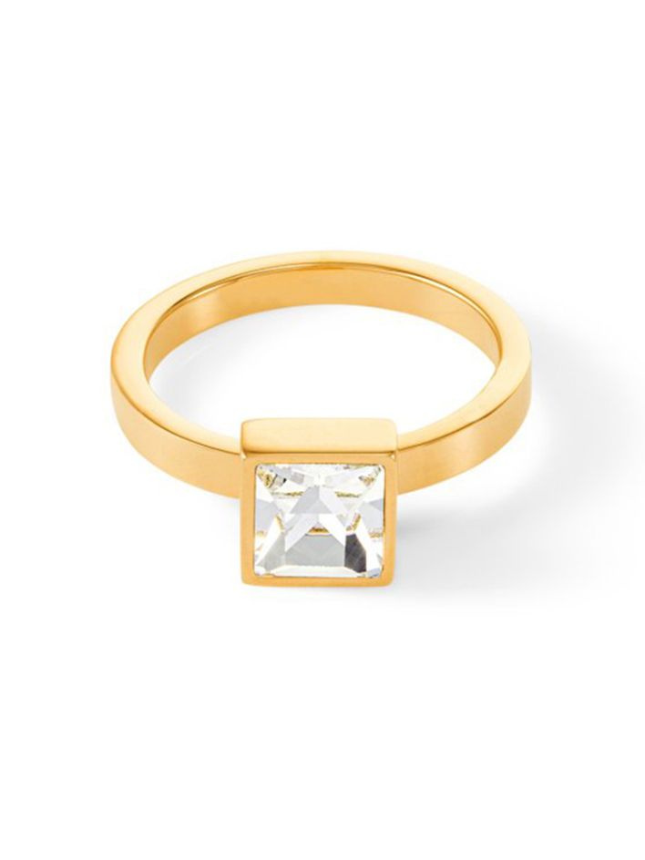 Кольцо женское Square big Crystal-Gold 18,5 мм Coeur de Lion с кристаллом Swarovski, дизайнерская бижутерия #1