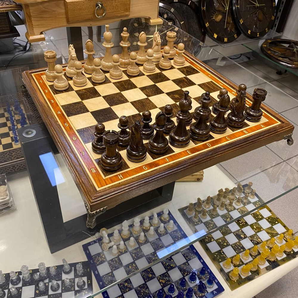 Шахматы ручной работы из дуба 43 см #1