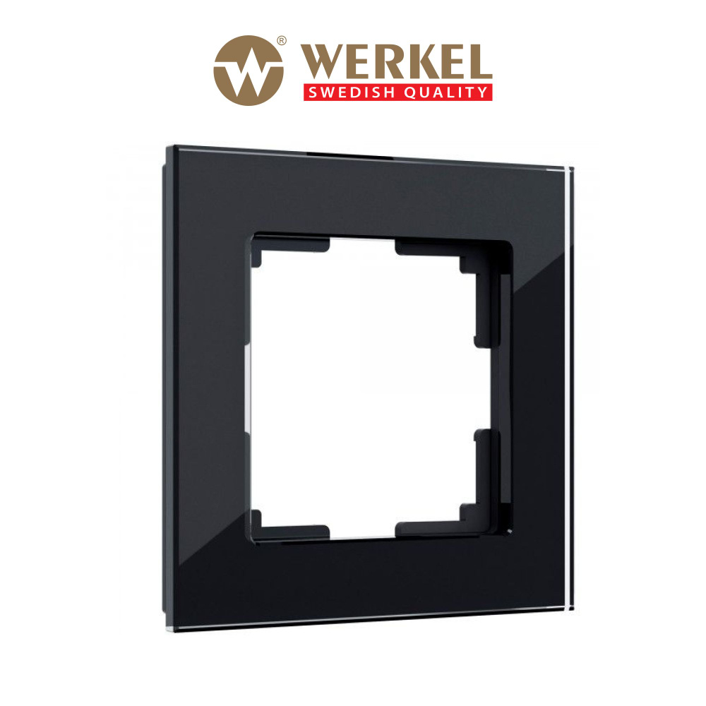 Рамка для выключателей и розеток из стекла на 1 пост Werkel Favorit W0011108 черная  #1