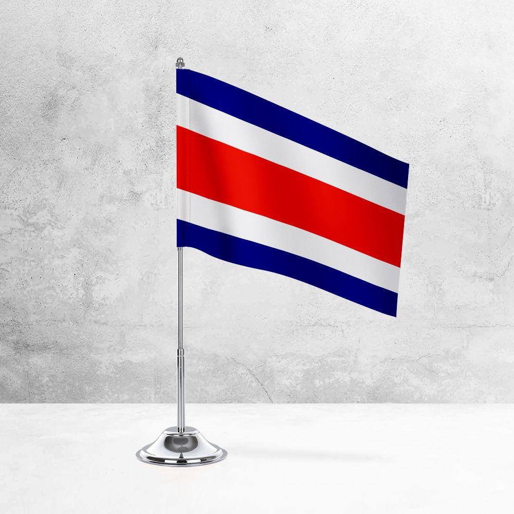 Настольный флаг Коста-Рики на металлической подставке под серебро  #1