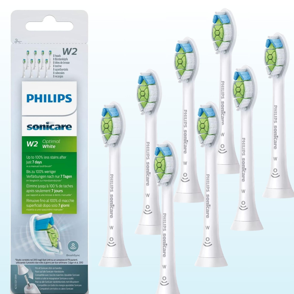 Philips Sonicare W2 Optimal White, стандартные звуковые головки для зубных щеток - 8 упаковки  #1