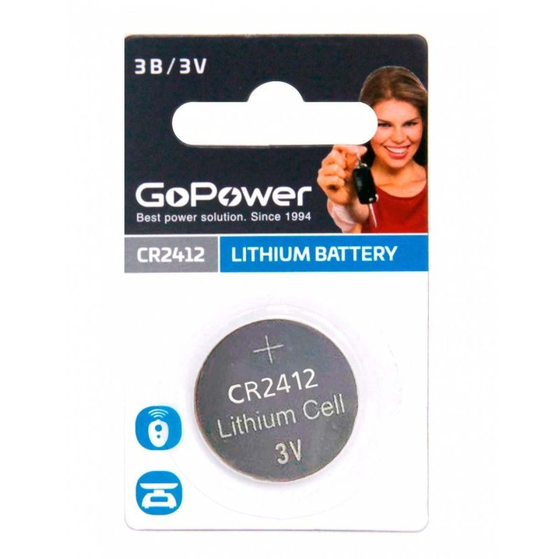 Батарейка GoPower Lithium, 3 В, CR2412 (00-00021266) #1