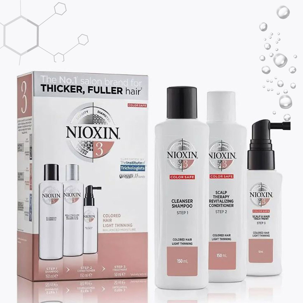 NIOXIN Набор для окрашенных, с тенденцией к истончению волос, Система 3 - 3 флакона (Шампунь 150+ Кондиционер #1