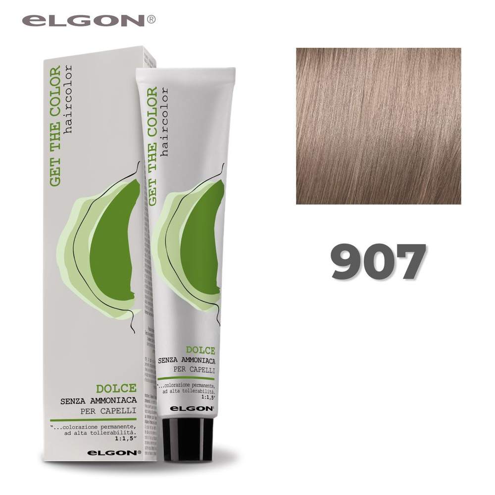 Elgon Краска для волос без аммиака Get The Color Dolce 907 блонд золотистый ирис, 100 мл.  #1