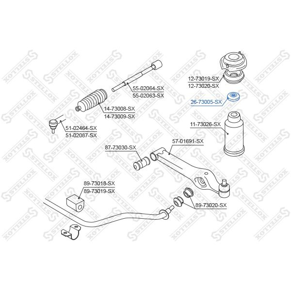 Подшипник опоры аморт. Daewoo Matiz 98- STELLOX 26-73005-SX, oem 96528088 #1