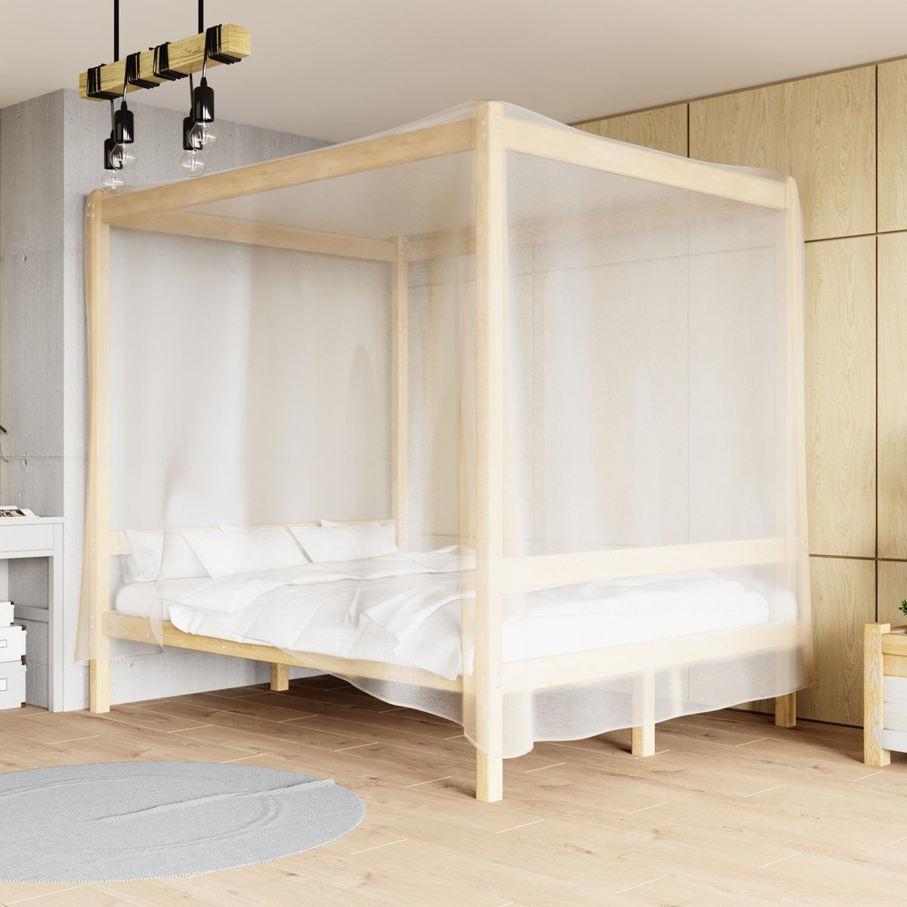 Green Mebel Двуспальная кровать, Двуспальная с балдахином, 140х200 см  #1