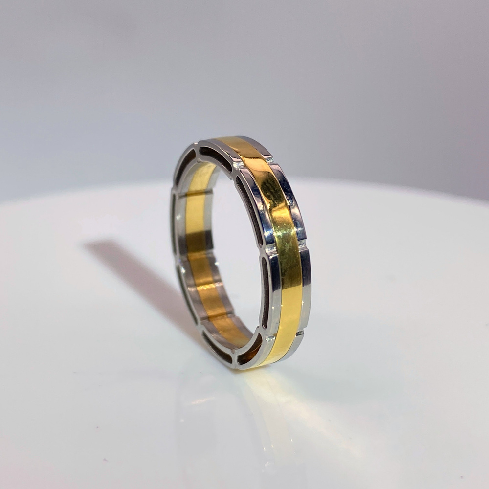Премиальная японская бижутерия. кольцо унисекс из стали 316L с PVD покрытием желтое золото .размер 16 #1