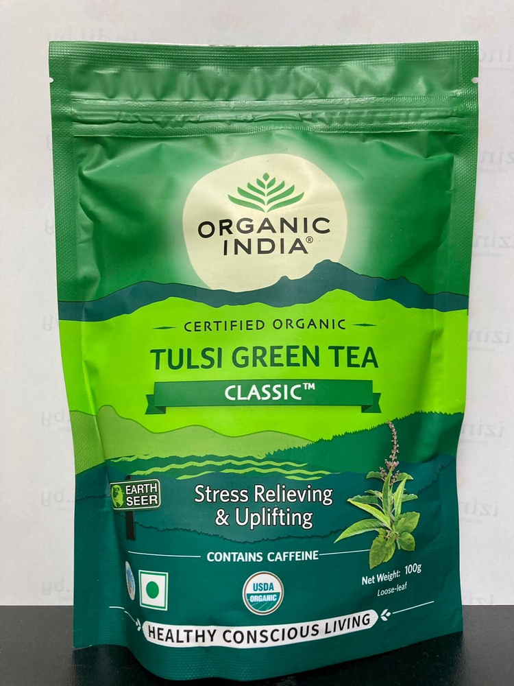 TULSI GREEN TEA CLASSIC, Stress Relieving & Uplifting, Organic India (ТУЛСИ ЗЕЛЁНЫЙ ЧАЙ КЛАССИК, Снимает #1