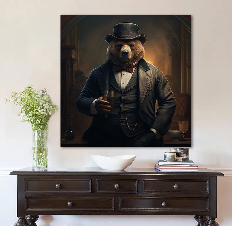Картина стильный медведь, 40х40см #1