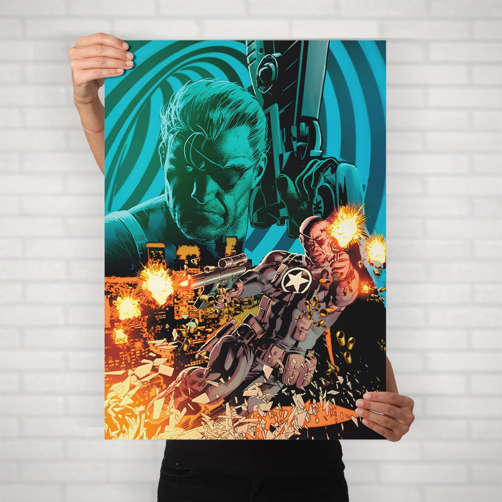 Плакат на стену для интерьера MARVEL и DC (Ник Фьюри 5) - Постер по супергеройскому фильму формата А1 #1