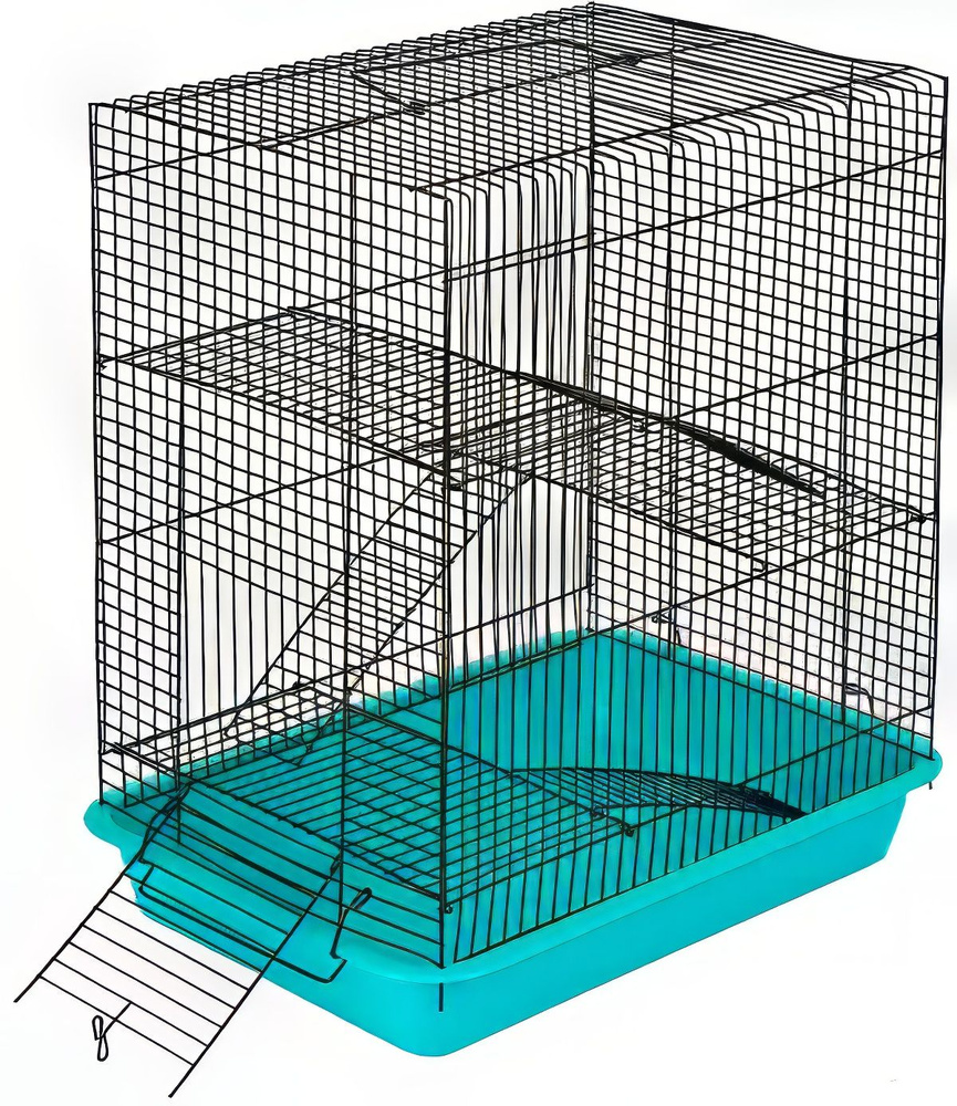 Homepet Клетка №3 трехэтажная для грызунов, бирюзовая, 33 х 24 х 38 см  #1