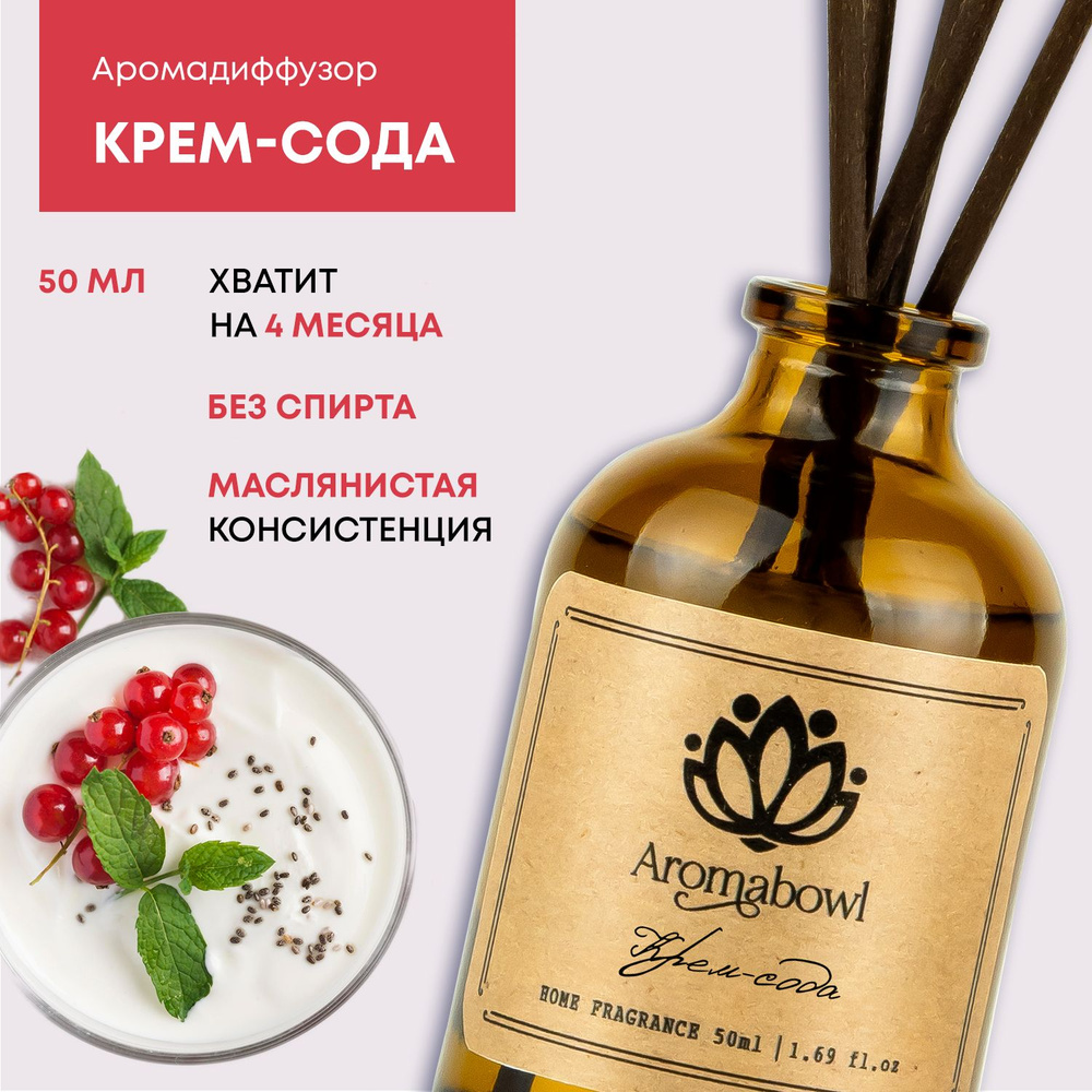 Ароматизатор для дома диффузор с палочками Aroma bowl Крем-сода 50 мл  #1