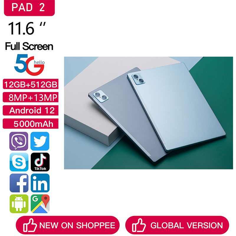 PAD 2 Pro 11.6'' 12ГБ+512ГБ Android 13 русская клавиатура + стилус + WIFI + GPS + очень большой экран #1