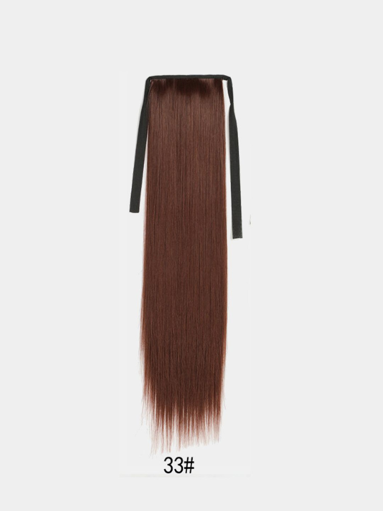 Хвост накладной для волос шиньон на лентах 60 см каштановый оттенок  #1