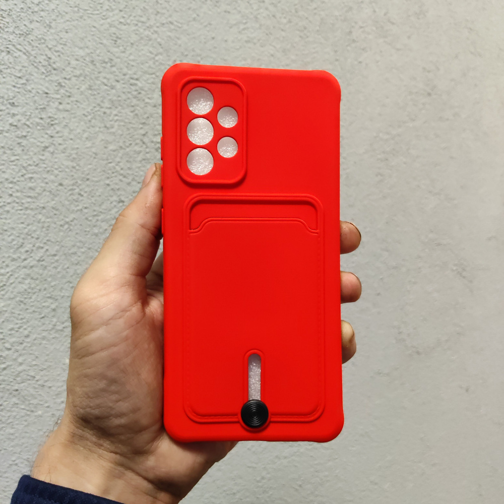 Чехол на Samsung A52 красный с карманом. #1