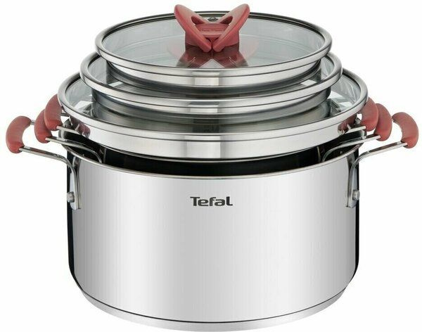 Набор кастрюль Tefal Opti'Space G720S674 6 пр. серебристый #1