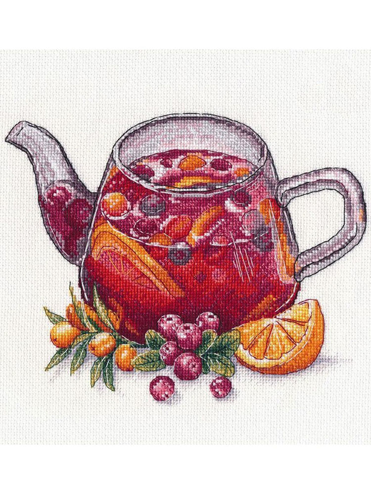 Набор для вышивки Овен "1364 Ягодный чай (Овен)" / Счетный крест, Полукрест / Напитки  #1