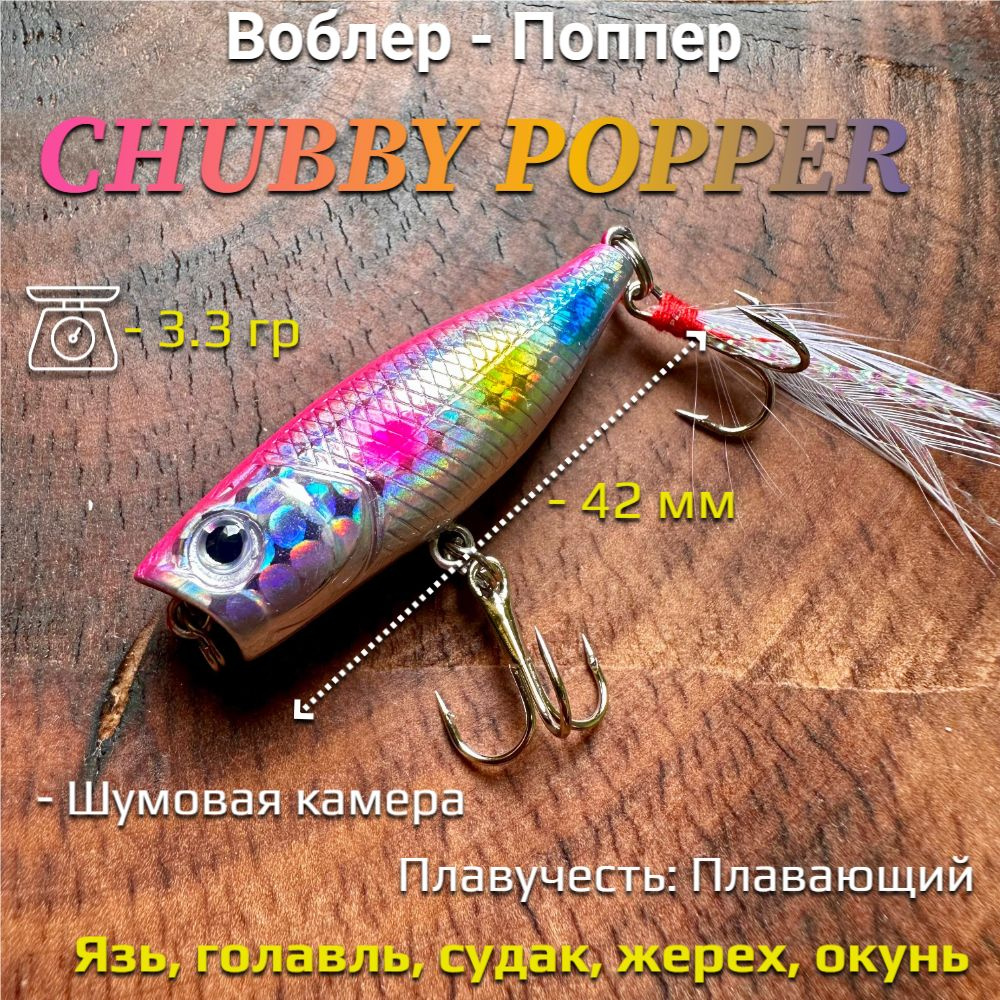 Воблер поппер для рыбалки Jackall Chubby Popper 42F/ #023 #1