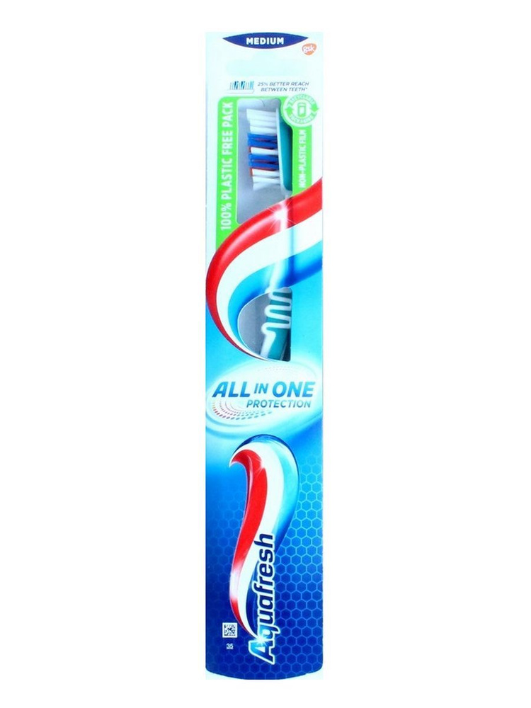 Зубная щетка Aquafresh TB All-in-One Protection, зубная щетка для взрослых, для десен, бирюзовая  #1