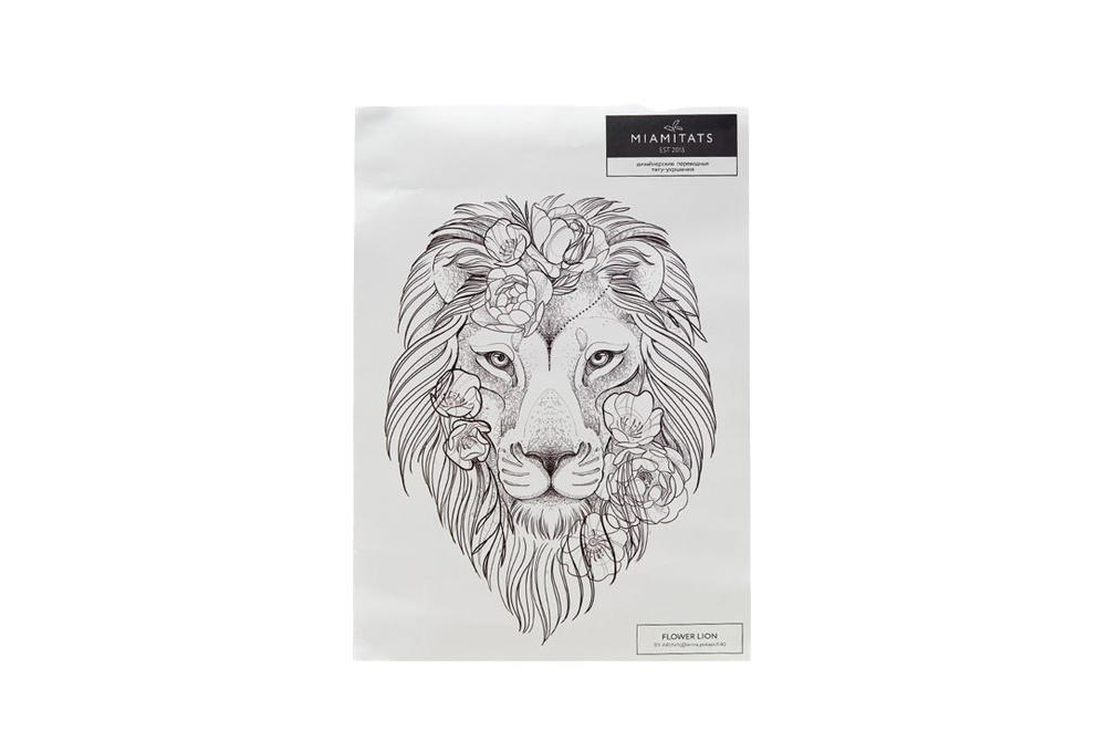 Переводные тату MIAMITATS Flower Lion by Anna (xxl) #1