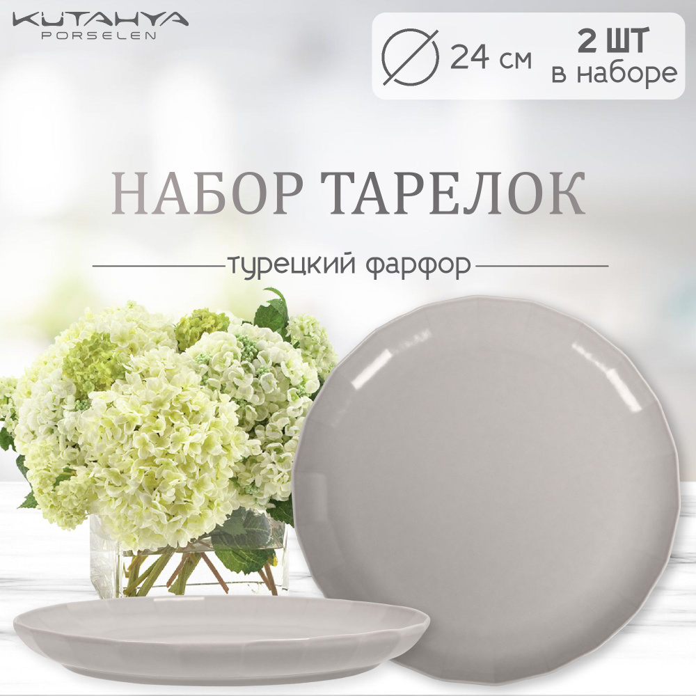 Fresh Store Тарелка "Серый", 2 шт, Фарфор, диаметр 24 см #1