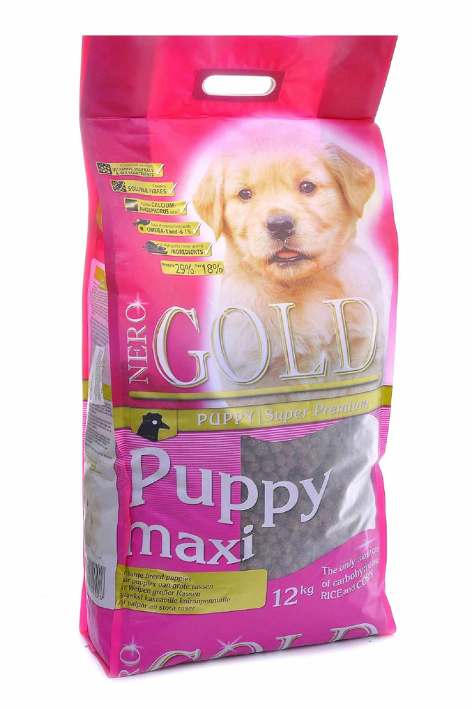 Корм для собак сухой NERO GOLD 12кг, puppy maxi для щенков крупных пород, с курицей и цельным рисом  #1