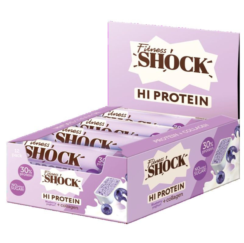 Батончик протеиновый глазированный FitnesSHOCK Hi Protein, 12 шт по 40 г, вкус: черничный десерт  #1