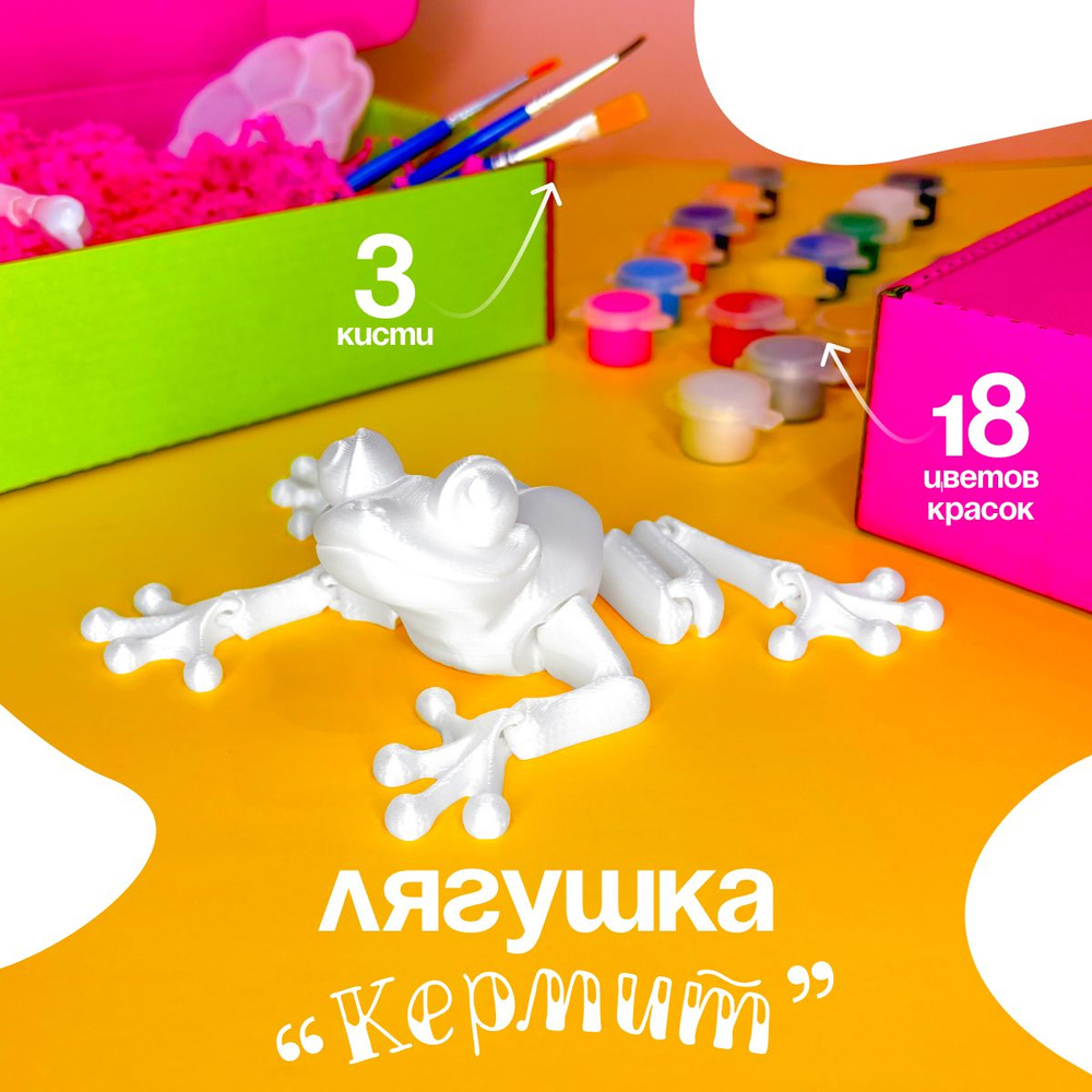 Подвижная 3D игрушка антистресс раскраска Лягушка Кермит  #1