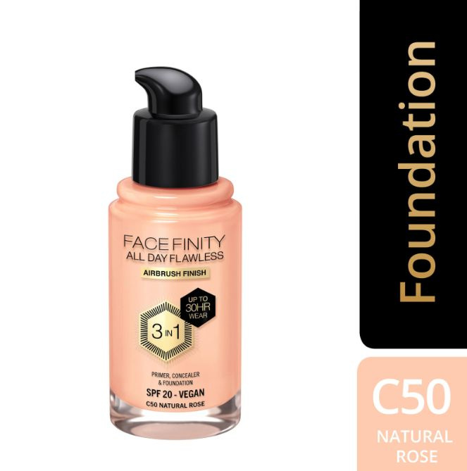 Max Factor тональный крем Facefinity all day flawless 3 in 1 vegan foundation C50 NATURAL ROSE  #1