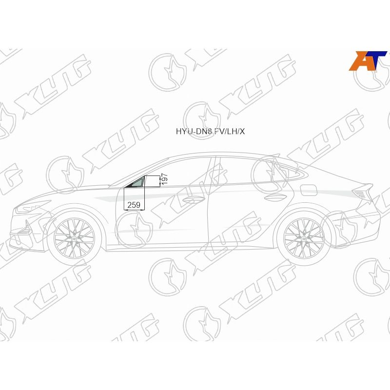 Стекло двери передней левой (форточка) для Хендай Соната 8 2018-2021, Hyundai Sonata 8 стекло двери передней #1