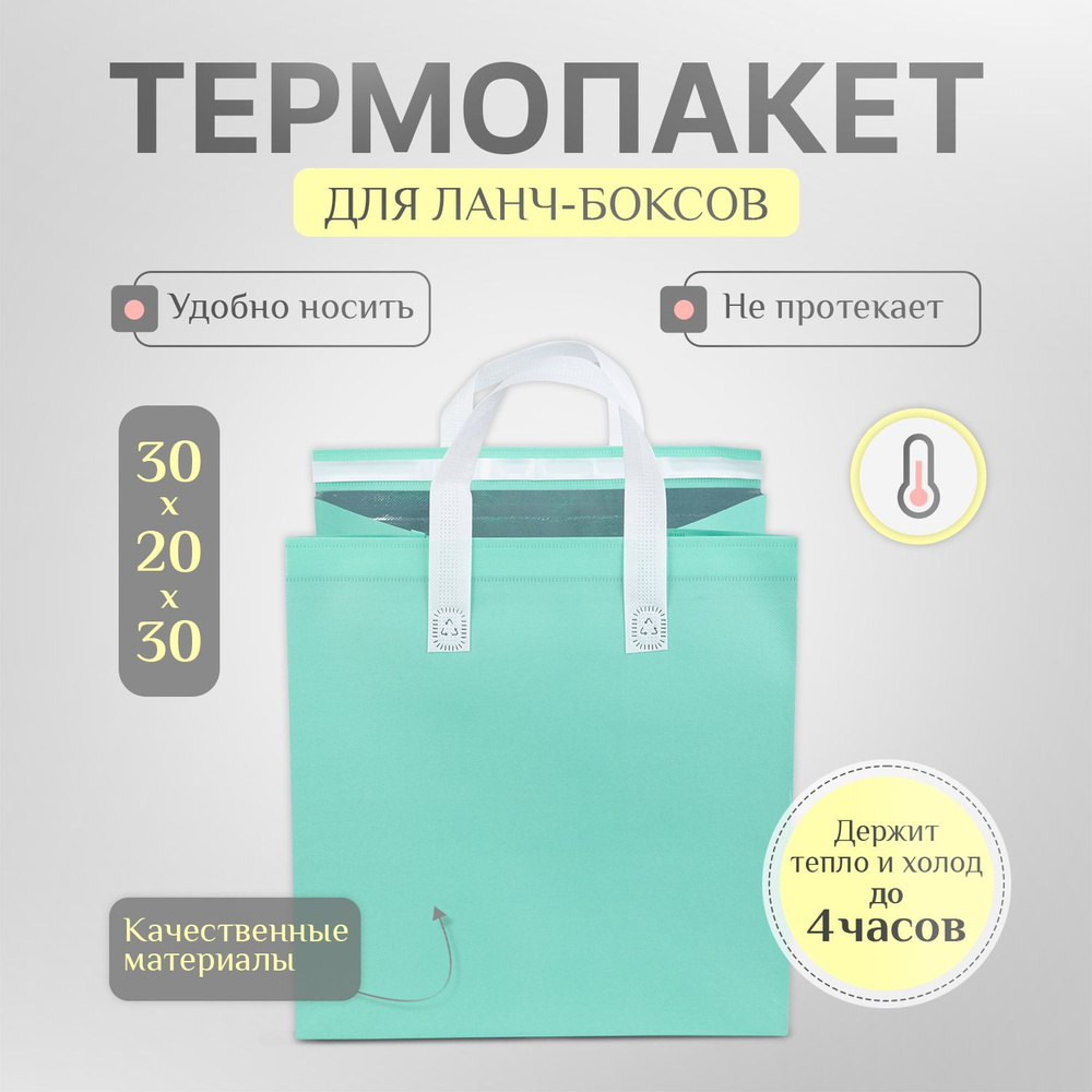 Термопакет одноразовый, Бирюзовый, 30х20х30 #1