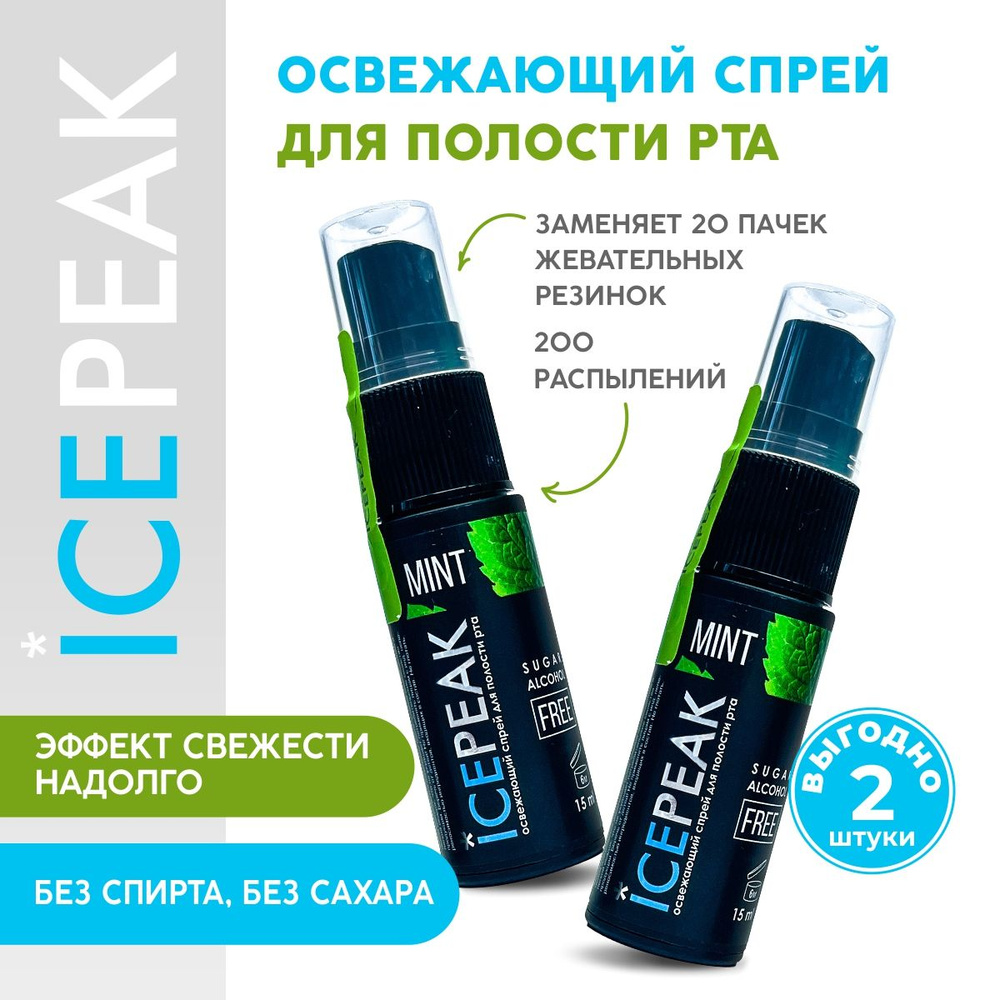 Спрей освежитель для рта ICEPEAK со вкусом мяты, 2 шт. #1