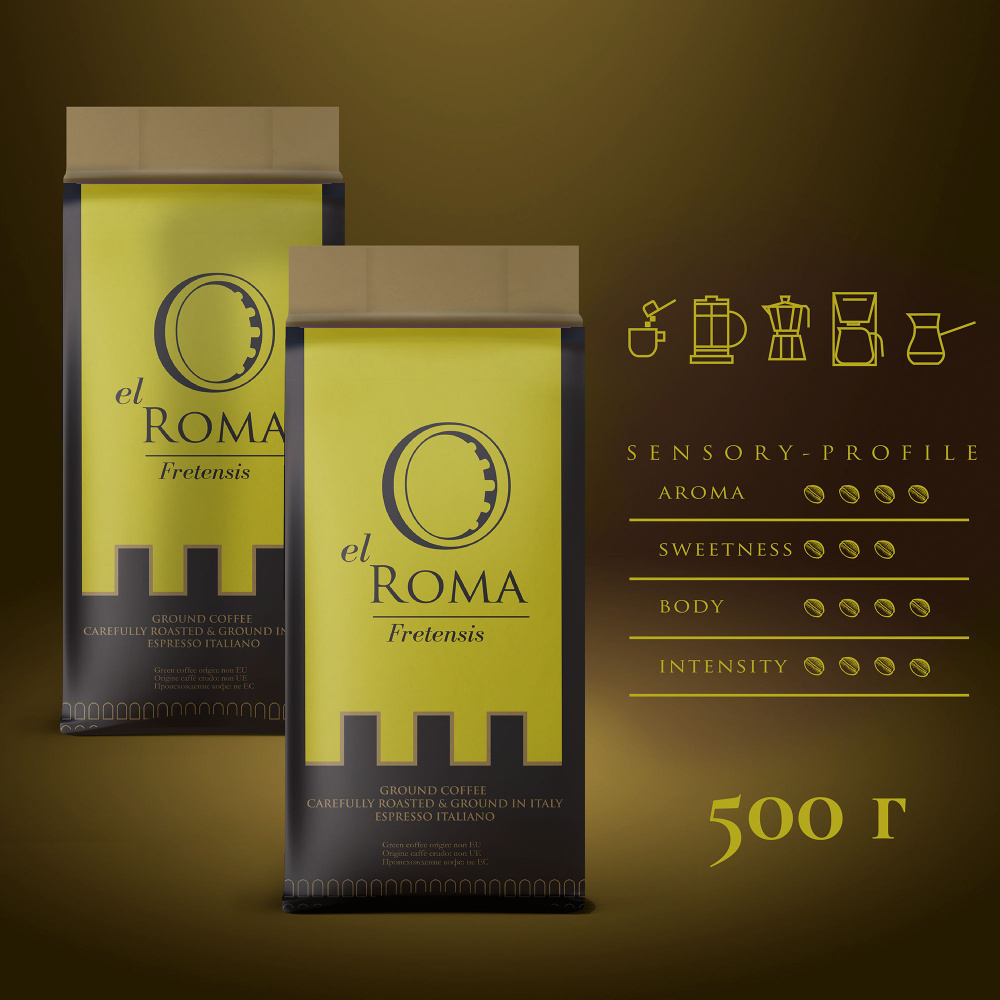 Кофе молотый EL ROMA Fretensis, вакуумная пачка, 2 упаковки по 250 гр  #1