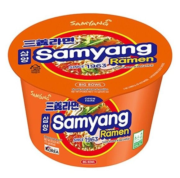 Лапша быстрого приготовления Samyang Ramen Original (острый вкус), 1 чашка, 115 гр. Корея  #1