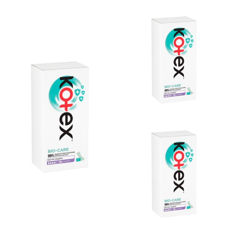 Kotex Прокладки ежедневные, Bio-Care, удлиненные, 18 штук в упаковке, 3 уп.  #1