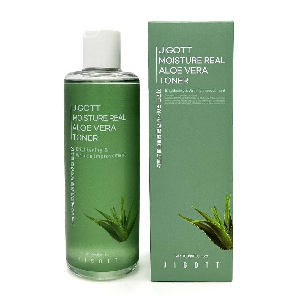 Jigott Увлажняющий тонер для лица с экстрактом алоэ вера, Корея, Moisture Real Aloe Vera Toner, 300 мл #1