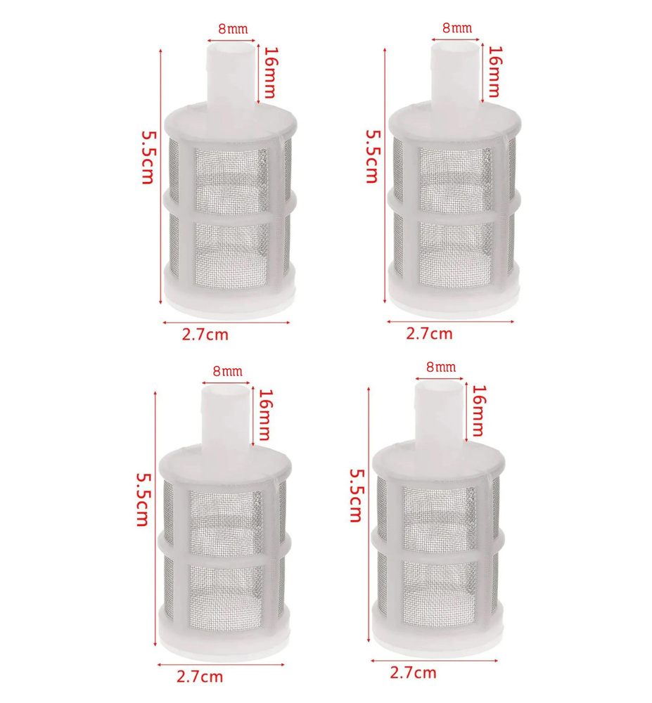 Насадка префильтр 8 мм. (4 шт.) предварительный фильтр сетка сталь, пластик под шланг, трубку с внутренним #1