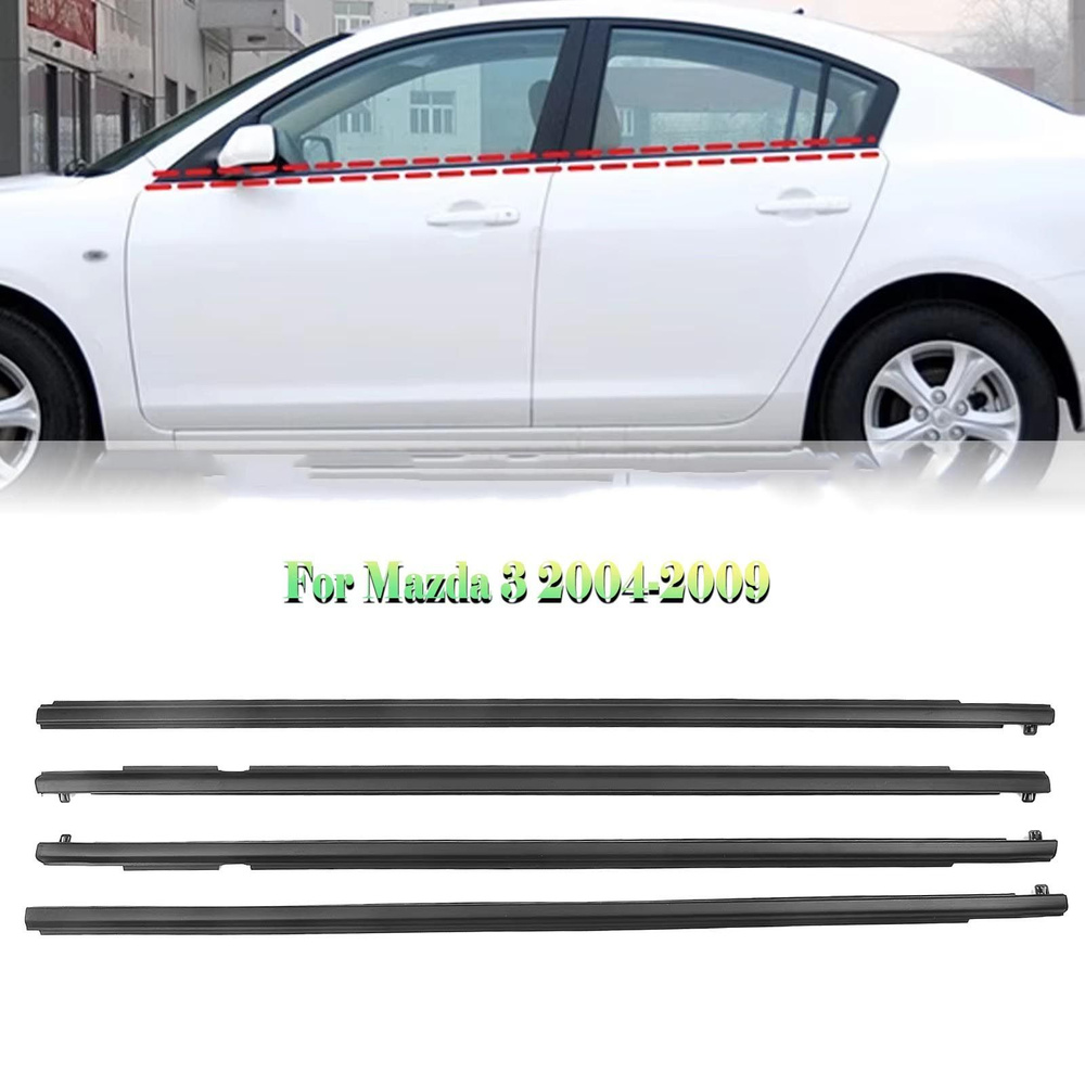 4 шт. Уплотнитель для внешней отделки окна автомобиля для Mazda 3 BK ...