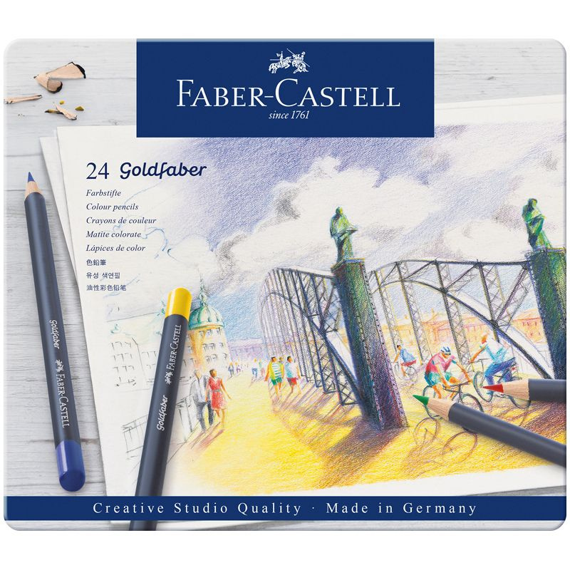 Карандаши цветные Faber Castell Goldfaber, 24 цветов, круглые, заточенные  #1